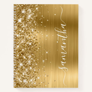 Funkelnd Glittery Gold Foil Giro Name Notizbuch