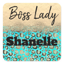 Funkelnd Glittery Türkis Leopard Boss Lady