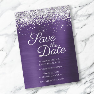 Funkelnd Glitzer Dunkle Violet Ombre Foil Save The Date