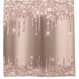 Funkelnd Glitzer Tropfen Rosa Rose Gold Blush Girl Duschvorhang