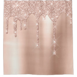Funkelnd Glitzer Tropfen Rosa Rose Gold Blush Lux Duschvorhang