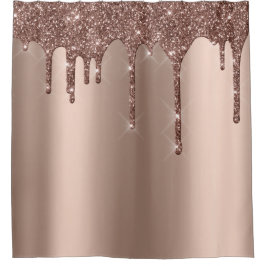 Funkelnd Glitzer Tropfen Rose Gold Skinny Girl Duschvorhang