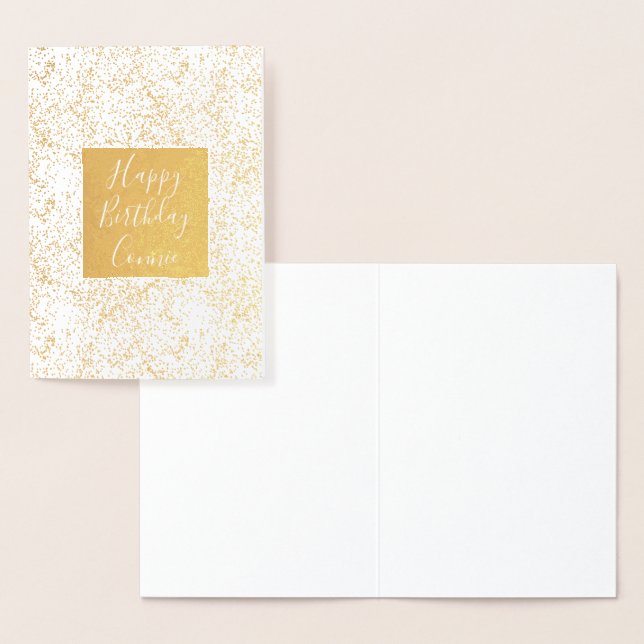 Funkelnd Gold Confetti Birthday Folienkarte (Anzeige)