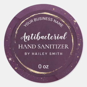 Funkelnd Gold Dust Lila Hand Sanitizer Labels Runder Aufkleber
