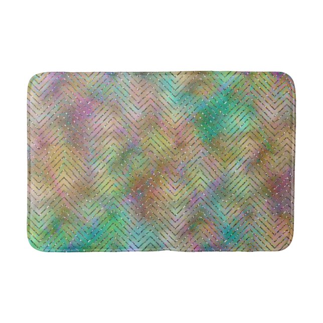 Funkelnd Gold Rainbow Lights Zickzack Muster druck Badematte (Vorderseite)