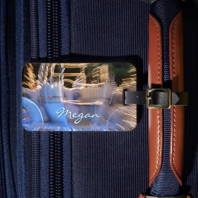 Funkelnd Goldblauer Trainer Foto individuelle Name Gepäckanhänger (Vorderseite Insitu 4)