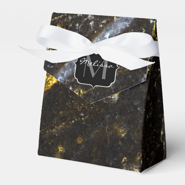 Funkelnd Goldklänge abstrakte Monogram Geschenkschachtel (Vorderseite)