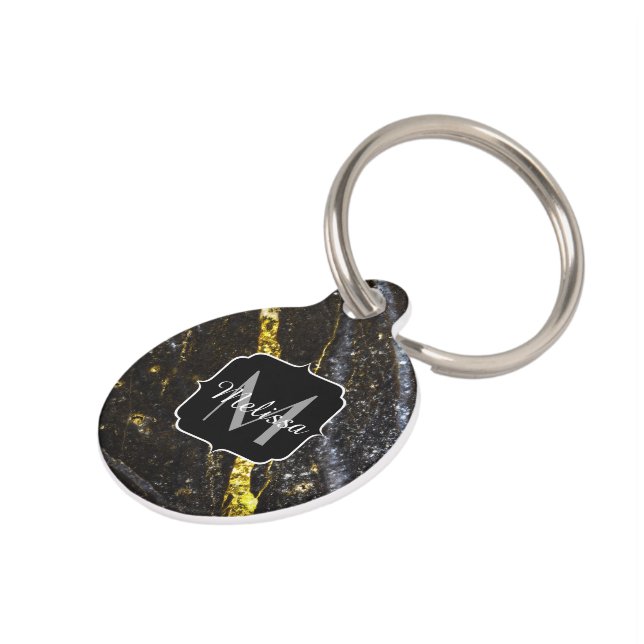 Funkelnd Goldklänge abstrakte Monogram Haustiermarke (Seite)
