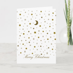 Funkelnd Goldweihnachtsmond, Sterne Feiertagskarte