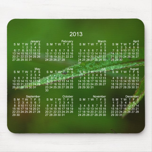 Funkelnd Grün-Blätter; Kalender 2013 Mousepad (Vorne)