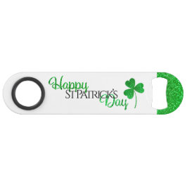 Funkelnd grünes Kleeblatt Happy St Patrick's Day Speed Flaschenöffner