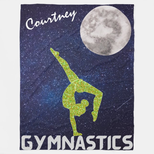 Funkelnd Gymnast im Weltraum am Mond Fleecedecke (Vorderseite)