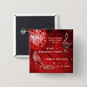 Funkelnd Heels, Musik, Disco-Ball-Gastgeschenk Button