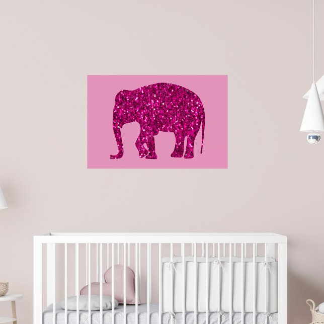Funkelnd, heiß rosa Elefant Imitate Glitzern auf r Poster (Kinderzimmer 2)
