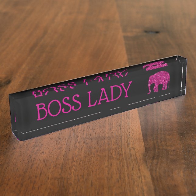 Funkelnd, heiß rosa Elephant Imitate funkeln Boss  Namensplakette (Seite)