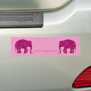 Funkelnd, heiß rosa Elephant-Imitate Glitzern Ihr  Autoaufkleber