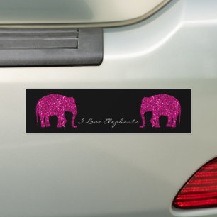 Funkelnd, heiß rosa Elephant-Imitate Glitzern Ihr Autoaufkleber
