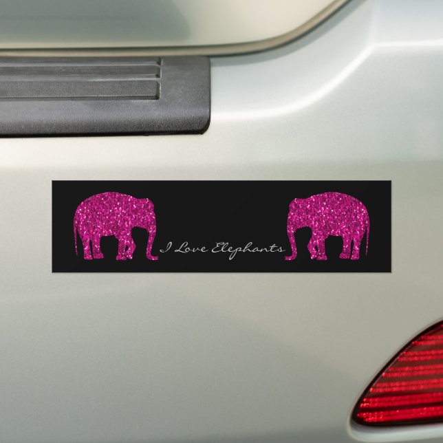 Funkelnd, heiß rosa Elephant-Imitate Glitzern Ihr  Autoaufkleber (Auf Auto)