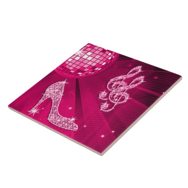 Funkelnd heißes Rosa-Musiknote u. Stilett-Ferse Fliese (Seite)