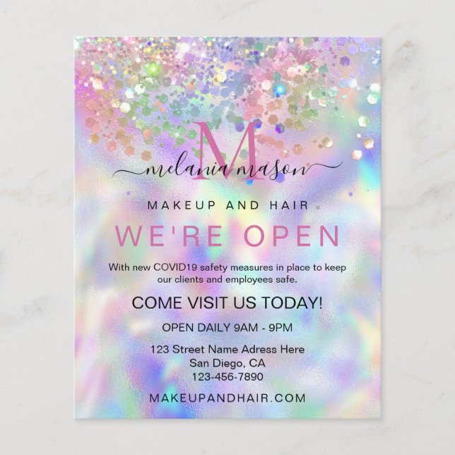 Funkelnd holografischer Glitzer Elegante Makeup Ar Flyer (Vorne)