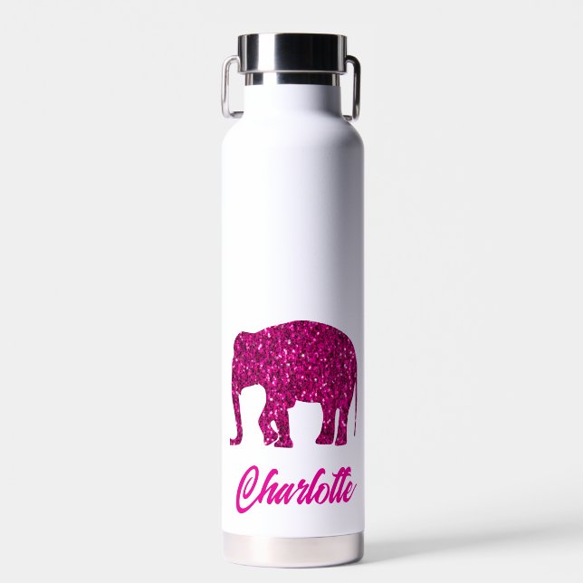 Funkelnd Hot-Rosa Elephant-Imitate funkeln Ihren N Trinkflasche (Vorne)