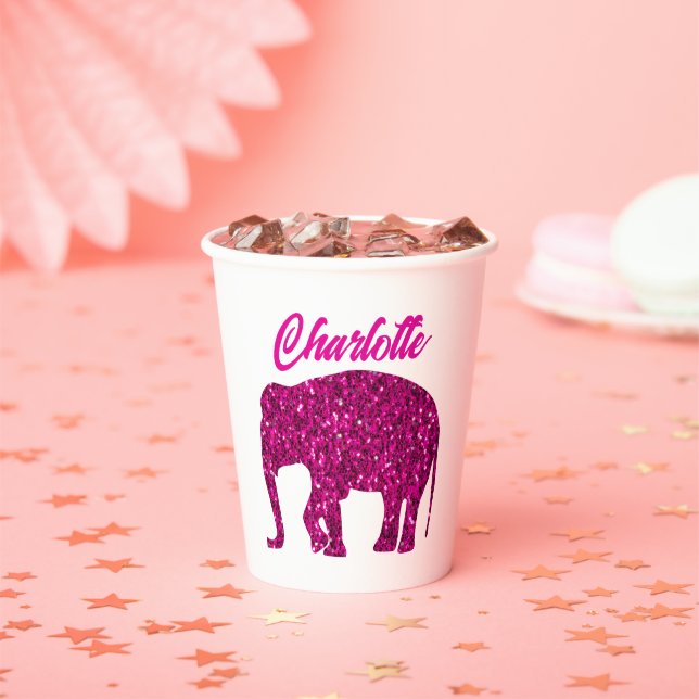 Funkelnd Hot-Rosa Elephant-Imitate funkeln individ Pappbecher (Insitu)
