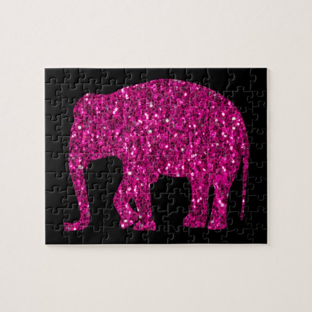 Funkelnd Hot-Rosa Elephant Imitate Glitzern (Horizontal)