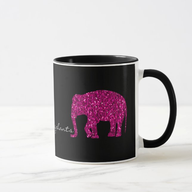 Funkelnd Hot-Rosa Elephant Imitate Glitzern auf sc Tasse (Rechts)