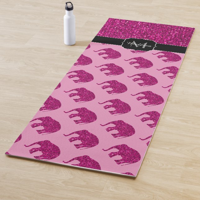 Funkelnd Hot-Rosa Elephant-Imitate Glitzern Monogr Yogamatte (Beispiel)