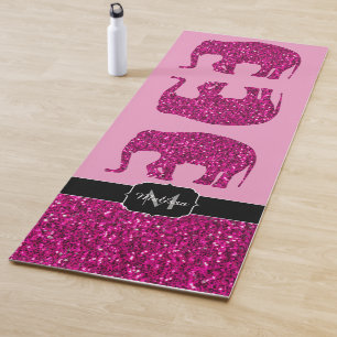 Funkelnd Hot-Rosa Elephant-Imitate Glitzern Monogr Yogamatte