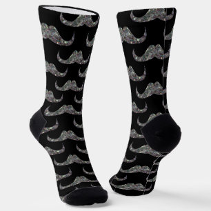 Funkelnd Imitate Glitzer Schnurrmuster schwarz Socken
