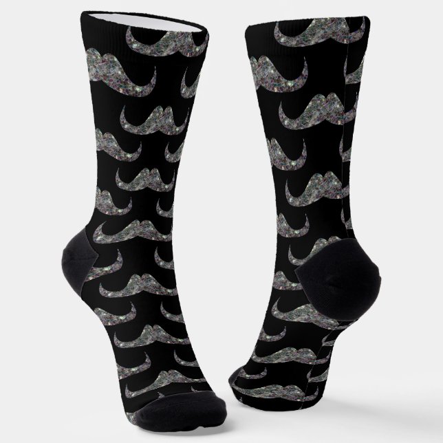 Funkelnd Imitate Glitzer Schnurrmuster schwarz Socken (Gewinkelt)