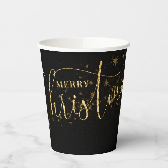 Funkelnd Imitate Gold Flake Frohe Weihnachten auf  Pappbecher (Links)