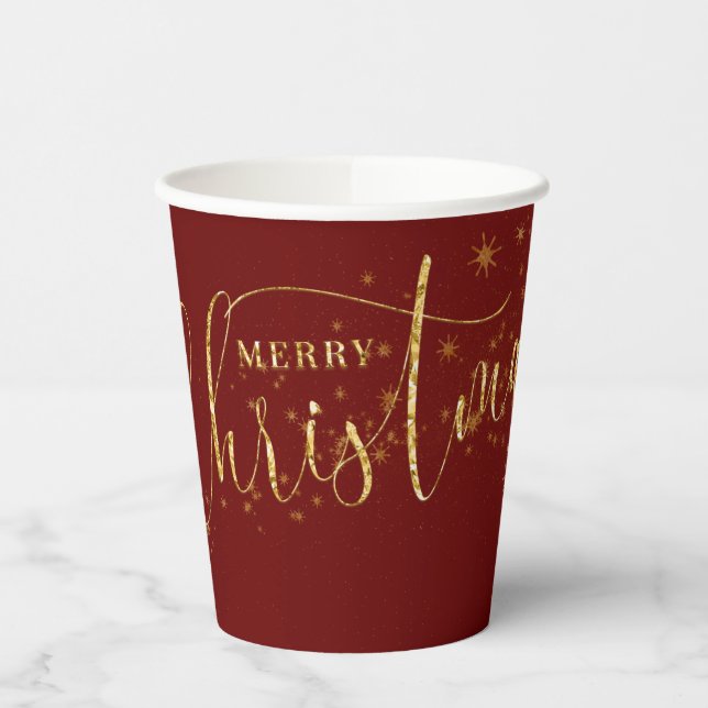 Funkelnd Imitate Gold Flake Frohe Weihnachten auf  Pappbecher (Links)