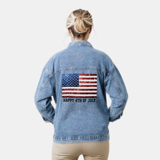 Funkelnd Imitate unter US-Flagge am 4. Juli Jeansjacke
