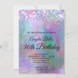 Funkelnd Iridescent Glitzer Foil Geburtstag Einladung