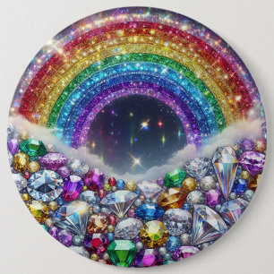 funkelnd, juwelenförmiger Regenbogen Button