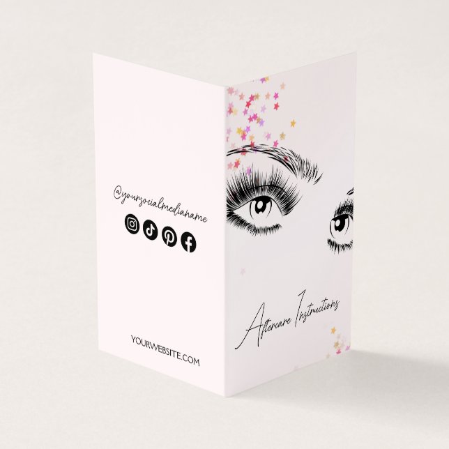 Funkelnd Lashes Aftercare Instructions Symbol Glit Visitenkarten (Vorderseite)