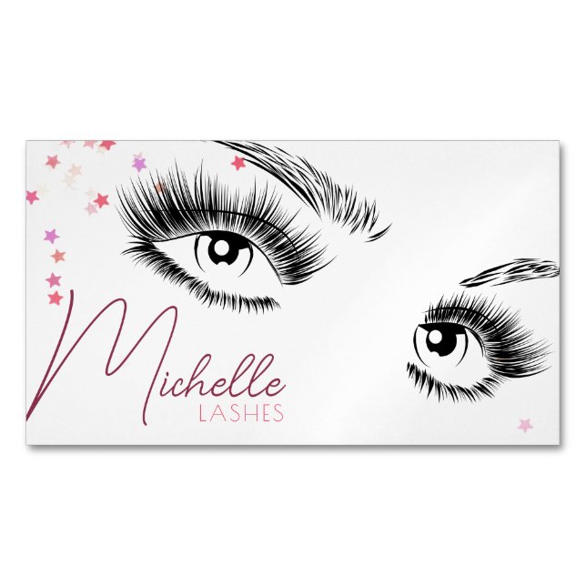 Funkelnd Lashes Anleitung nach der Behandlung Star Magnetische Visitenkarte (Vorderseite)