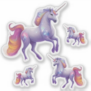 Funkelnd Lila Einhorn-Regenbogen-Glitzer-Set von v Aufkleber