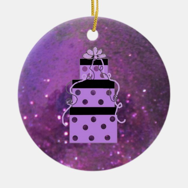 Funkelnd Lila Weihnachtspakete Keramik Ornament (Vorne)