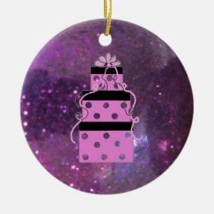 Funkelnd Lila Weihnachtspakete Keramikornament