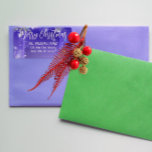 Funkelnd Lila Winterwonderland Frohe Weihnachten Adressaufkleber<br><div class="desc">Einzigartiges personalisiertes Weihnachtsaufenthaltslabel mit Schneeflocken,  Glitzern und Lichtern auf lila bis blauem Gradientenhintergrund. Der Text ist vollständig anpassbar. Um es zu ändern,  verwenden Sie die Option Personalize. Weitere Änderungen,  z. B. Änderungen am Schriftart,  am Schriftart oder am Textlayout,  können Sie mit der Option Design bearbeiten durchführen.</div>