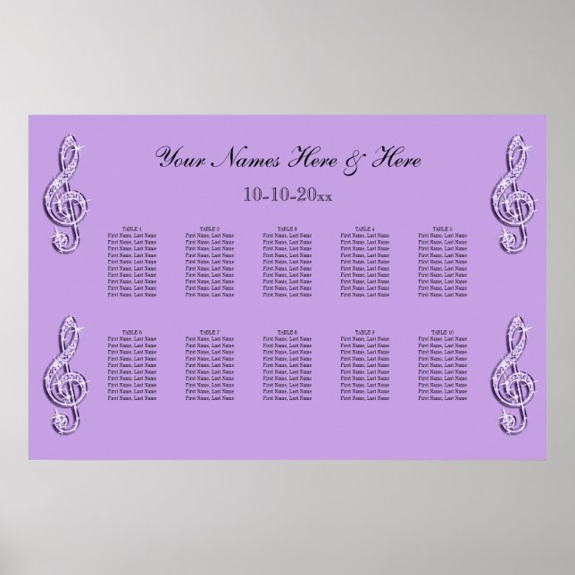 Funkelnd Lilac Treble Clements Hochzeitskarte Poster (Vorne)