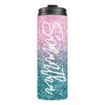 Funkelnd Luxus Light Pink Aquamarin Ombre Glitzer
