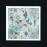 Funkelnd Magical Winter Vintage Christmas Collage Serviette<br><div class="desc">Dieses charmante und nostalgische Urlaubsdesign besticht durch seine nahtlose Winterlandschaft mit eiszeitlichen Skaten-Engeln,  einem himmlischen Chor,  Schneebällchen,  rustikalen Landschaften,  Heiligen,  Winterrobinen und einer warmen Laterne. Der Hintergrund ist himmelblau mit Schnee und weißen Glitzern.</div>