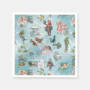 Funkelnd Magical Winter Vintage Christmas Collage Serviette