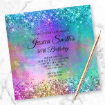 Funkelnd Meerjungfrau Glitzer Foil 40. Geburtstag Einladung<br><div class="desc">Eine mit Monogramm 40. Geburtstagseinladung für sie in mädchenhafter Gegenwart. Imitate funkelnd Glitzer aus Meerjungfrau gegen ein koordinierendes Imitat glänzend gebürstete Metallfolie getönt Foto Stil Bild. Die extravagante Kalligraphie und der Text im personalisierten Monogramm können angepasst werden. Alle Funkeln und Glanz in diesem modernen mädchenhaften Design sind mit gedruckter digitaler...</div>