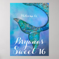 Funkelnd Mermaid Fin Schwanz Birthday Party Banner