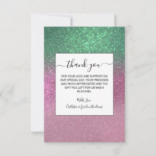 Funkelnd Mermaid Green Berry Pink Glitzer Ombre Dankeskarte